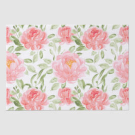 Seda Papel de Padrão Floral de Peony de Aquarela