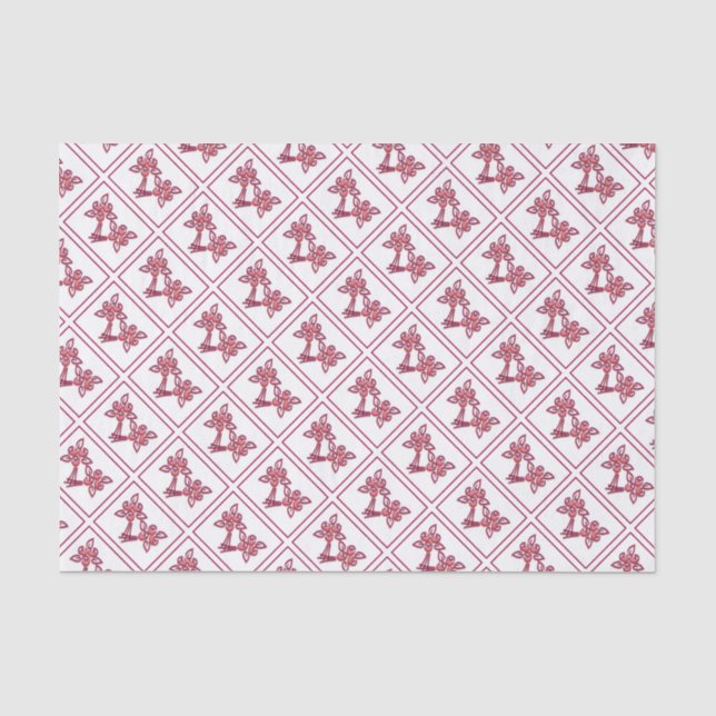 Seda Papel de Padrão Floral Vermelho (Frente )