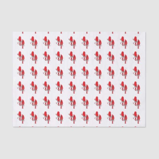 Seda Papel de Papá de Natal de Pássaro Vermelho (Frente )