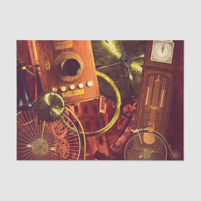 Seda Papel de parede de Steampunk do vintage (Frente )