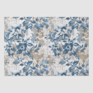 Seda Papel de parede flexível desbotado - Azul e Branco