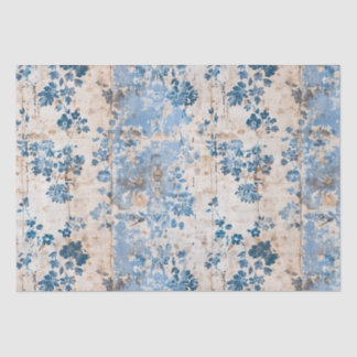 Seda Papel de parede flexível desbotado - Azul e Branco