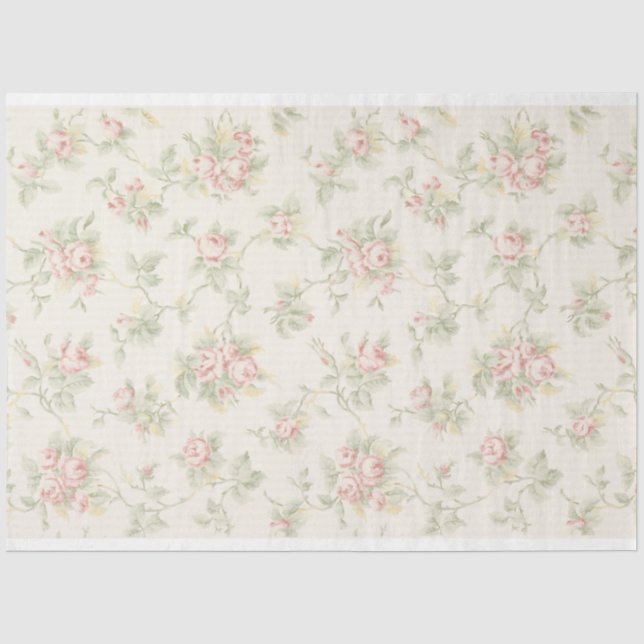 Seda Papel de parede floral das rosas claro antigas (Frente )