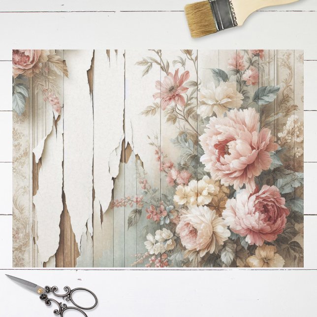 Seda Papel de Parede Floral Rústico Shabby Decoupage (Criador carregado)