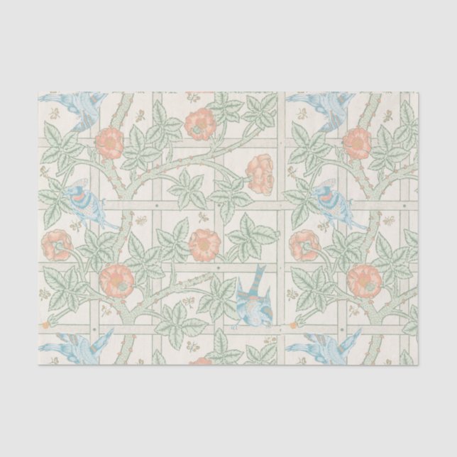 Seda Papel de Parede Vitoriano Treliça William Morris (Frente )