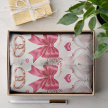 Papel de Presente de Casamento Floral Rosa Quente