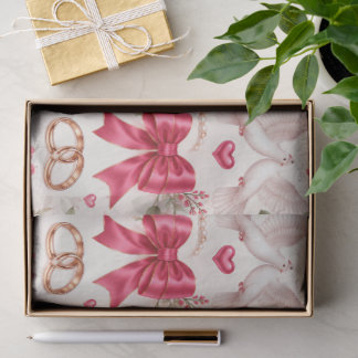 Seda Papel de Presente de Casamento Floral Rosa Quente