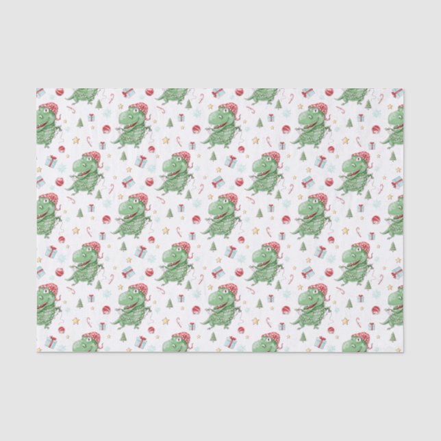 Seda Papel de presente de Natal Dinossauro T-Rex (Frente )