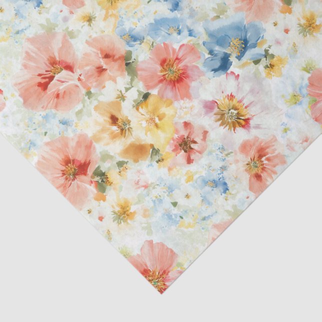 Seda Papel de Presente Floral Boho com Flores Silvestre (Detalhes)