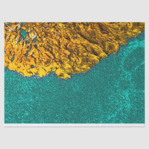 Seda Papel de Seda, Água Turquesa, Liquen Amarelo