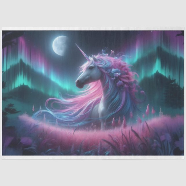 Seda Papel de Tecido à Luz do Norte Unicorn (Frente )