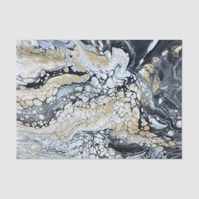 Seda Papel de Tecido Abstrato a Preto Negrito (Frente )