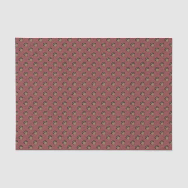 Seda Papel de Tecido Acorn Padrão Vermelho (Frente )