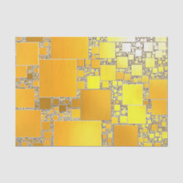 Seda Papel de Tecido Amarelo e Laranja Esquadrado