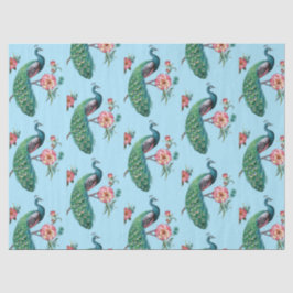 Seda Papel de Tecido Azul Design 4 da Série Peacock