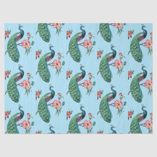 Seda Papel de Tecido Azul Design 4 da Série Peacock (Frente )