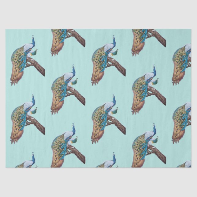 Seda Papel de Tecido Azul Design 9 da Série Peacock (Frente )