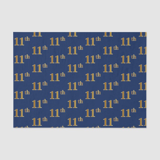 Seda Papel de Tecido Azul, Faux Dourado 11 (Décimo Prim (Frente )
