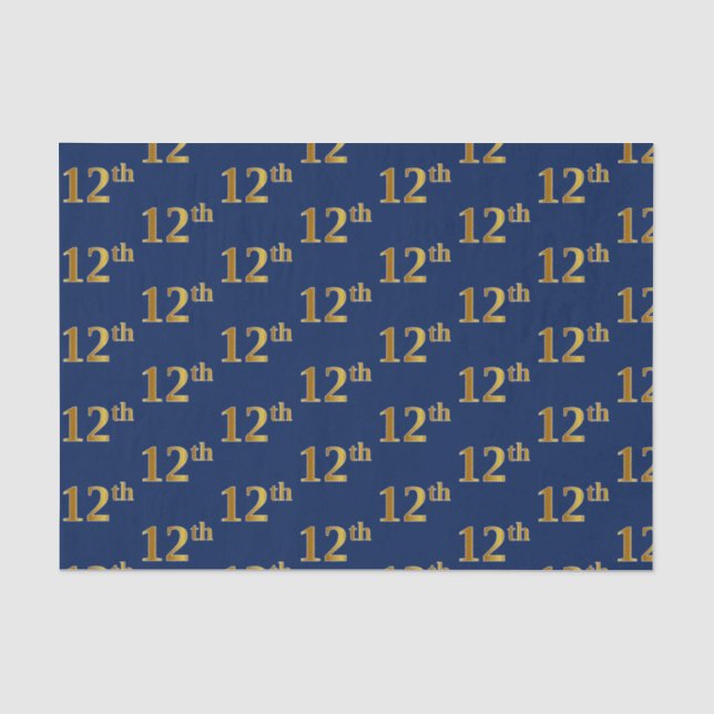 Seda Papel de Tecido Azul, Faux Dourado 12 (12.º) (Frente )