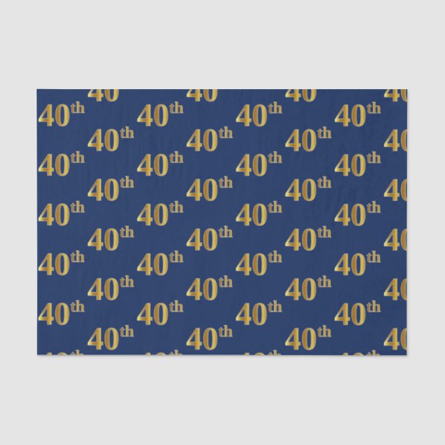 Seda Papel de Tecido Azul, Faux Dourado 40º (quadragési (Frente )