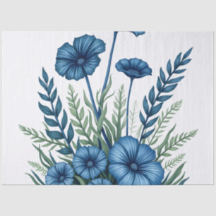 Seda Papel de Tecido Botânico com Desenho Floral Elegan
