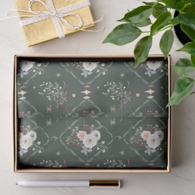 Seda Papel de Tecido Botânico de Natal (Presente)
