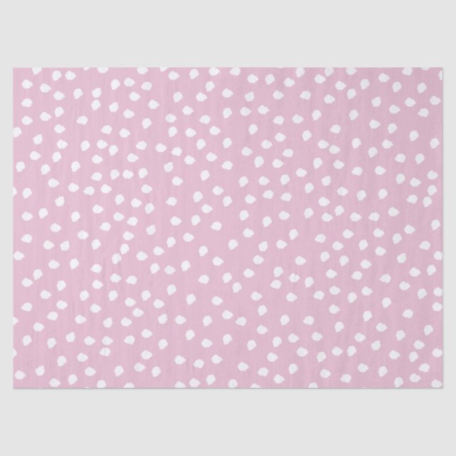Seda Papel de tecido branco e cor-de-rosa com Bolinhas  (Frente )