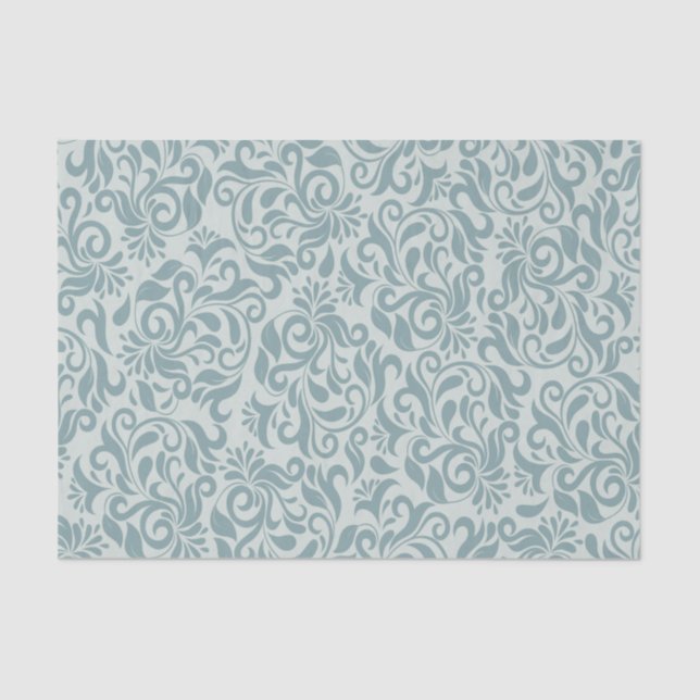 Seda Papel de Tecido Brocade Azul de cinza (Frente )