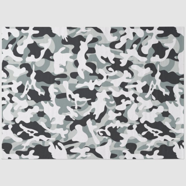 Seda Papel de Tecido Camuflagem Poeira de Neve (Frente )