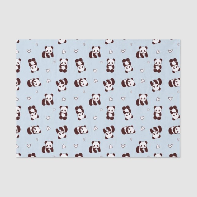 Seda Papel de Tecido Cardíaco Azul Panda (Frente )