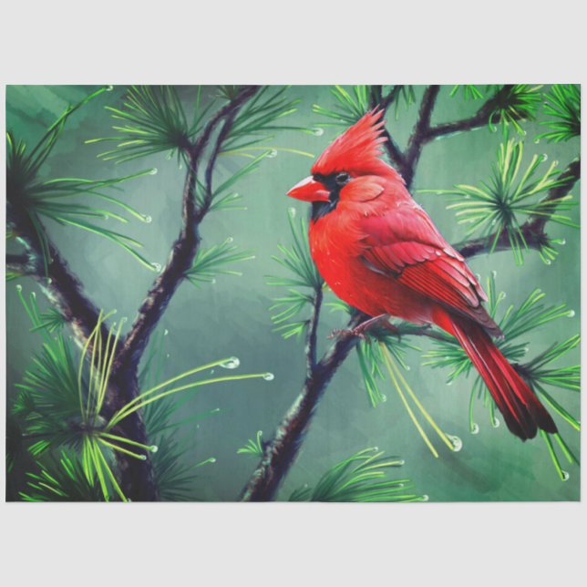 Seda Papel de Tecido Cardinal Vermelho (Frente )