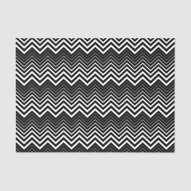 Seda Papel De Tecido Chevron Preto E Branco (Frente )