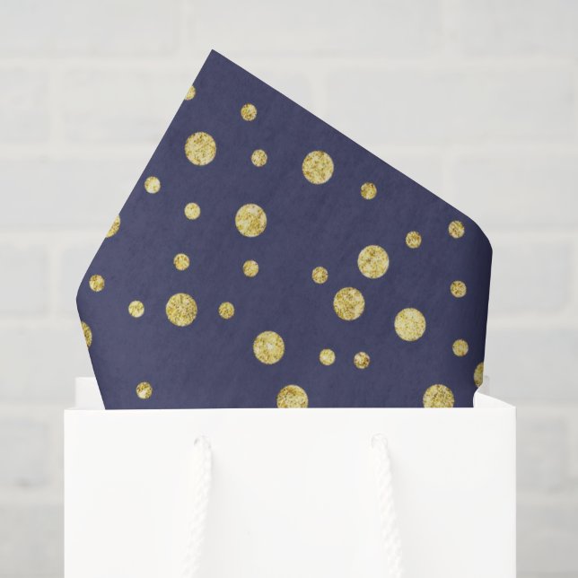Seda Papel de Tecido Chic Pontos Dourados do marinho Do (Sacola de presentes)