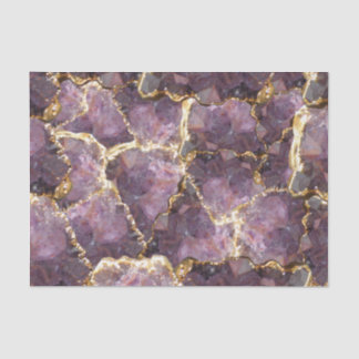 Seda Papel de Tecido Colagem Cristal Dourado Roxo