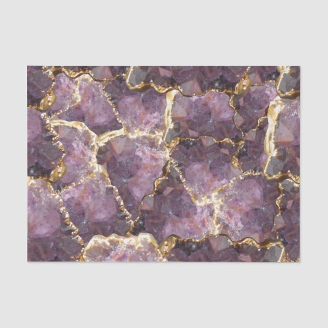 Seda Papel de Tecido Colagem Cristal Dourado Roxo (Frente )