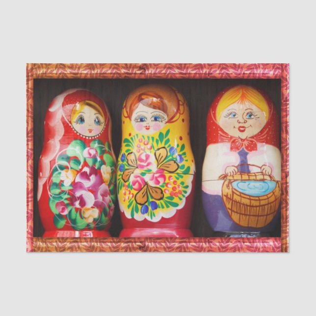 Seda Papel de Tecido Colorido Matryoshka Dolls (Frente )