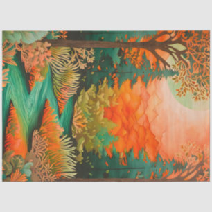 Seda Papel de Tecido Colorido sobre Florestas de Batik