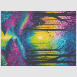 Seda Papel de Tecido Colorido sobre Florestas de Batik