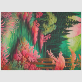 Seda Papel de Tecido Colorido sobre Florestas de Batik