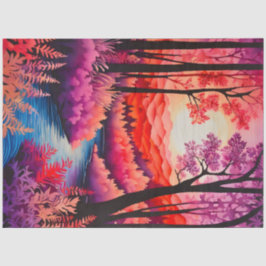 Seda Papel de Tecido Colorido sobre Florestas de Batik
