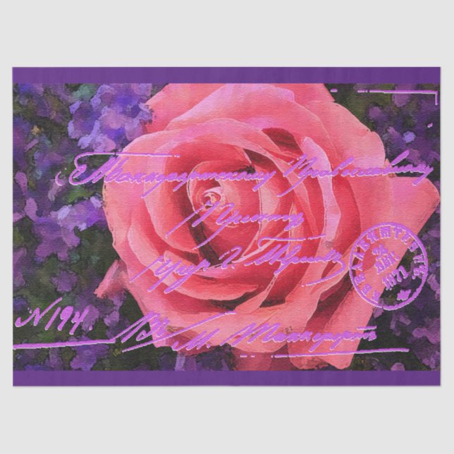 Seda Papel de Tecido com Cartão-Postal Floral Elegante (Frente )