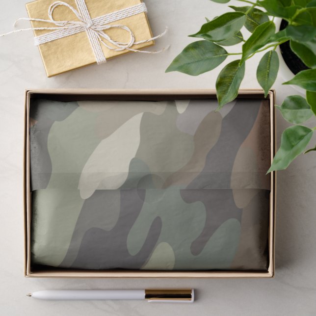 Seda Papel de Tecido com Estampa Camuflada para Embrulh (Presente)
