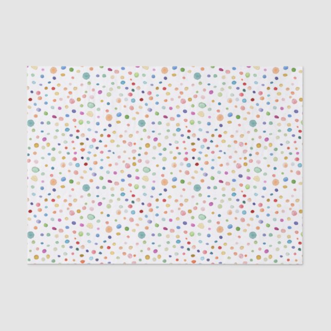 Seda Papel de Tecido com Pontos de Aquarela do Arco-Íri (Frente )