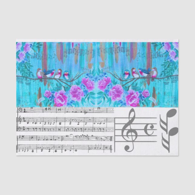 Seda Papel de Tecido Coordenador Musical para DIY (Frente )