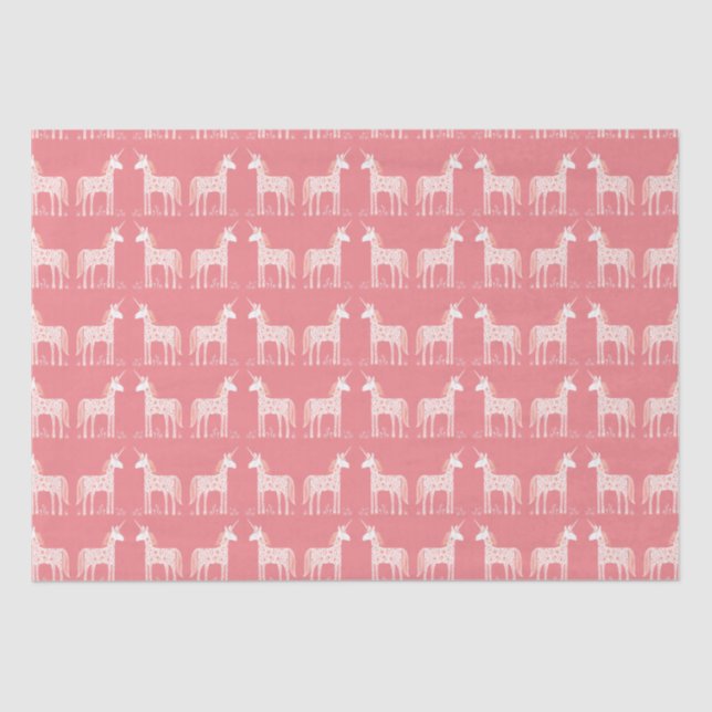 Seda Papel de Tecido Cor-de-Rosa Mágico Unicórnio (Frente )