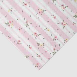 Seda Papel de Tecido Cor-de-Rosa Padrão Floral Delicado