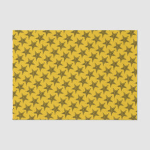 Seda Papel de Tecido das Estrelas Pretas Amarelas do ou