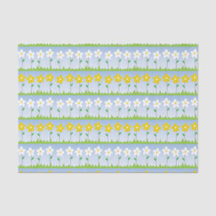 Seda Papel de Tecido das Flores Brancas e Amarelas