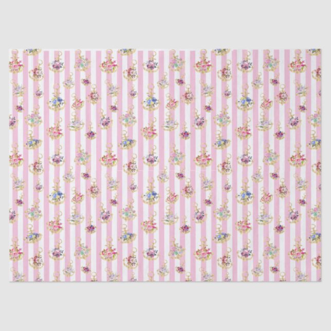 Seda Papel de Tecido de Âncora Floral Elegante (Frente )