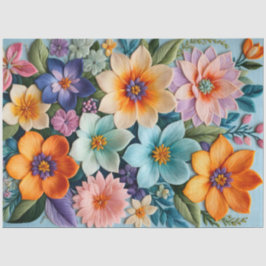 Seda Papel de Tecido de Arte Floral Colorida